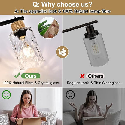 MOKATNG Bathroom Light Fixtures, 5-Light Coastal Vanity Lights with Crystal Glass Shade, Black Bathroom Wall Lamp for Mirror Kitchen Hallway Cabinet