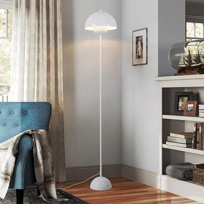 COSYLUX Modern Floor Lamp for Living Room, Industrial Tall Standing Lamp for Bedroom, Metal Shade Reflecting Light Reading Floor Lamp for Office, Nursery Room, Corner(Glossy White)