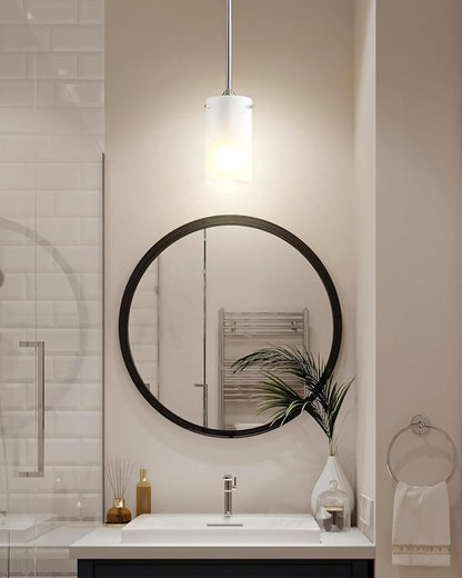 Mini Pendant Light Fixture 1-Light, 2 Pack Brushed Nickel Hanging Ceiling Lights with Opal White Glass, Adjustable Height, Modern Hanging Pendant Lamp for Kitchen Island
