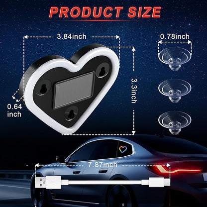 iFunyLED Car LED Interior Lights, Heart-Shaped Ambient Light for Windows, 8 Lighting Modes, Charging Through Type-c and Solar Energy, Car Decorations for Women Men, Pack of 1, (Multicolor)