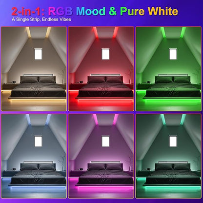 JOYLIT 32.8FT/10M COB LED Strip Lights RGBW, 24V RGB+6000K Cool White Color Changing Flexible Dimmable Tape Light, No Dark Spots, 784LEDs/M High Density Cuttable Adhesive Light Strip for Indoor