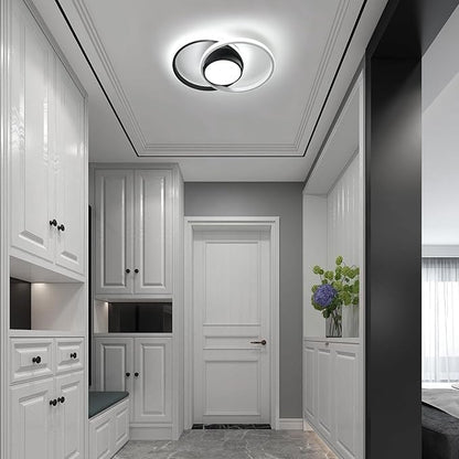 AUA LED Modern Ceiling Light, 39W Flush Mount Lights Fixture, 15.7 Inch Round 6500K Close to Ceiling Lighting for Bedroom, Kitchen, Hallway, Black and White