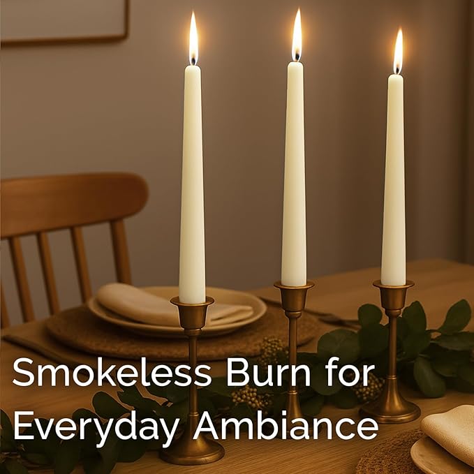 Stonebriar Tall 10" Ivory Unscented 30 Pack Taper Candles