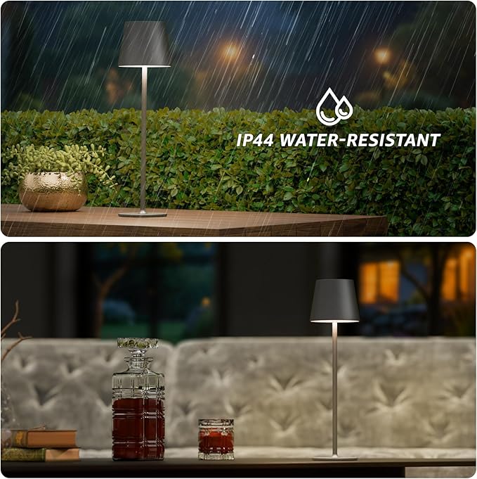 uuffoo 2 Pack Cordless Table Lamp Rechargeable 5000mAH Battery Operated Lights Touch Control LED Portable Desk Lamps 3 Color Dimming for Outdoor Coffee Bedroom Kitchen (Black)