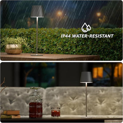 uuffoo 2 Pack Cordless Table Lamp Rechargeable 5000mAH Battery Operated Lights Touch Control LED Portable Desk Lamps 3 Color Dimming for Outdoor Coffee Bedroom Kitchen (Black)