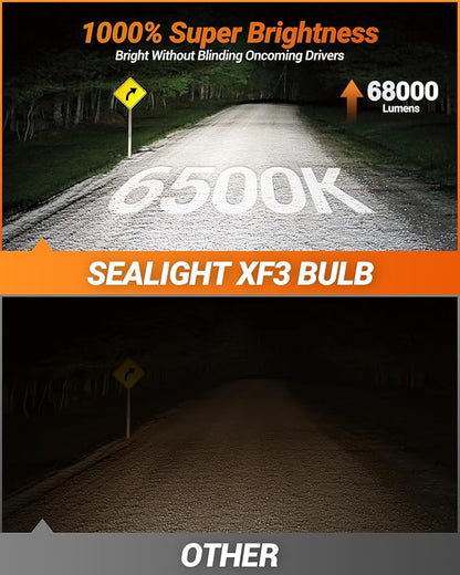 SEALIGHT H13 H10 LED Bulbs Combo, 68000 Lumens Super Bright for Ford F-150 (2004-2014),Plug & Play, Pack of 4
