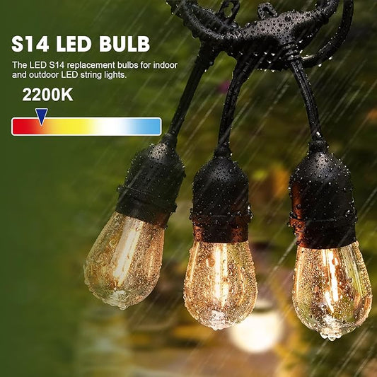 GvvooHome LED S14 Replacement Light Bulbs for Patio String Light, Shatterproof & Waterproof Hanging Light Bulbs for Outdoor String Lights, Dimmable, E26 Base, 24 Pack