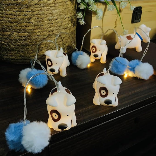 1.65M Cute Animal Bichon Frise Shape 10 Led Fairy Lights Painted Dog String Lights USB Powered for Halloween Christmas Thanksgiving Home Party Children Kids Bedroom Decoration (Bichon Frise)