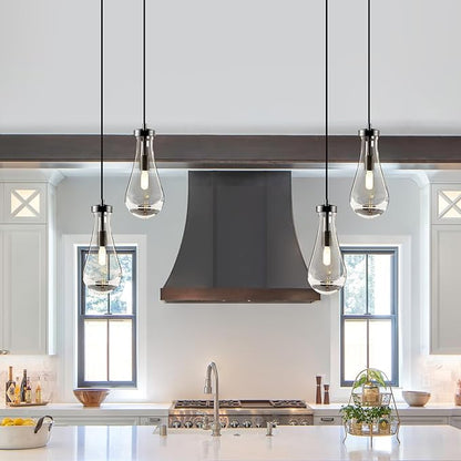 Raindrop Pendant Lights Kitchen Island: Modern Black Teardrop Hanging Light for Bathroom - 2 Lights Crystal Pendants Light over Dining Table - Brass matte lamps Fixture for Bedroom Bulbs Included