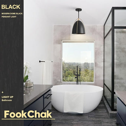 Black Dome Pendant Light 10in Kitchen Island Pendant Lighting Modern Black & Gold Ceiling Pendant Light Fixture for Kitchen Sink Dining Room, E26