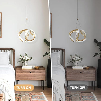 CANEOE Modern Led Pendant Light, 5500K Gold Led Pendant Lights Kitchen Island, Adjustable Height LED Hanging Light Fixtures for Dining Room Bedroom Kitchen Island Pendant Lighting,1 Pack