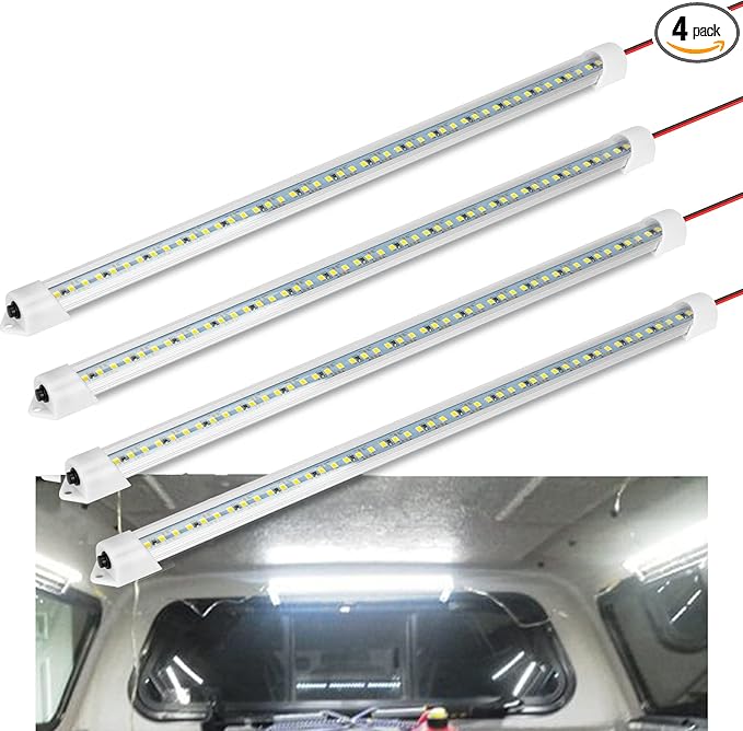 12V Interior LED Light Bar, DC 12V LED Light Strip w/Switch for Car, Trailer, Truck Bed, Van, RV, Cargo, Boat, Cabinet, Slim Enclosed Trailer Lights Fixture, 12 Volt Led Lighting (700LM 6000K)
