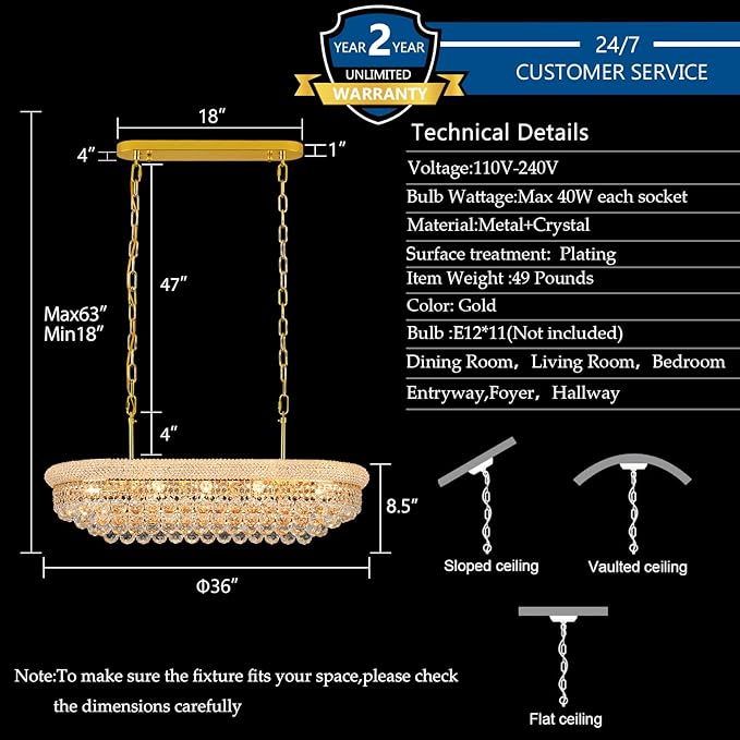 Crystal Chandeliers for Dining Room Light Fixtures Over Table, Modern Crystal Chandeliers for Kitchen lsland, 11 Lights Empire Style Gold Luxury Lighting Fixtures for Living Room Bar L34.5 Inch