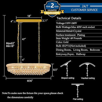 Crystal Chandeliers for Dining Room Light Fixtures Over Table, Modern Crystal Chandeliers for Kitchen lsland, 11 Lights Empire Style Gold Luxury Lighting Fixtures for Living Room Bar L34.5 Inch