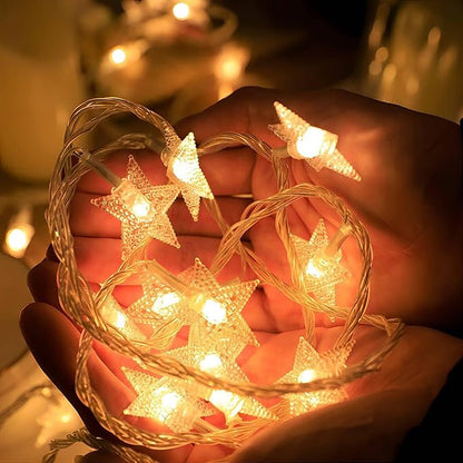 Star String Lights Battery Operated, 20 FT 40 LED Twinkle Lights Warm White Cute Hanging Star Fairy Light for Bedroom Room Office Home Window Camper Indoor Outdoor Xmas Tree Christmas Decorations
