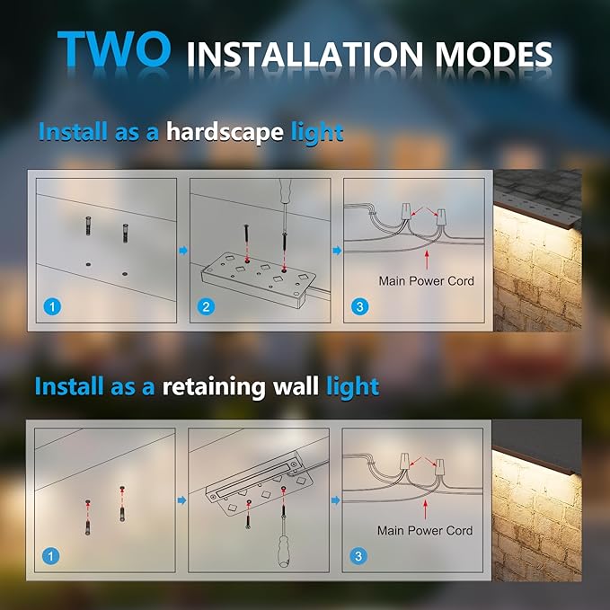 VOLISUN 8 Pack 12 Inch Retaining Wall Lights, Waterproof LED Hardscape Lighting, Cuttable Low Voltage Landscape Lighting, 12V Paver Lights, 5W Outdoor Step Lights, 2700K Soft White, ETL
