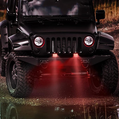 Nilight 4 inch Red LED Light Pod Spot Driving Fog Light 2PCS 18W Off Road Fishing Hunting Emergency Safety Signal Deck Trailer Hunting Lighting for UTV Pick-up Van Boat Tractor