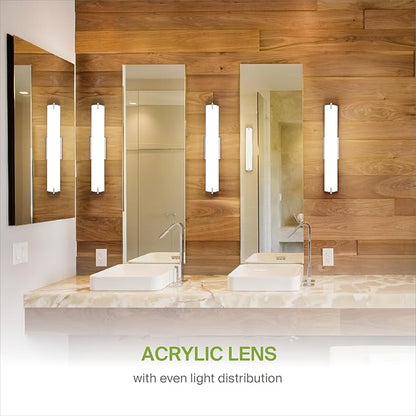 ASD LED 24" Vanity Wall Mount Light Fixture, Linear Bathroom Lighting Bar | 3CCT, Dimmable, Energy Star, ETL Listed | 25W 1950LM 3000-5000K 120V | Long Tube Bath Sconce Over Mirror | Nickel