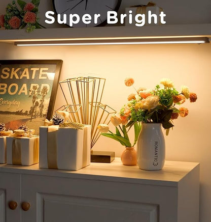 12 Inch Under Cabinet Lighting Plug in, 7W 120V 3 Color 3000K/4000K/5000K, 3 Brightness, Super Bright, Ultra Thin Under Counter Lights for Kitchen, Linkable LED Cabinet Light, Bronze