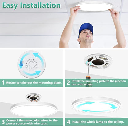 Brightever 15 Inch Large LED Flush Mount Ceiling Lights, 30W 4000LM, 5000K Daylight White Modern Ceiling Light Fixtures, Super Slim 0.67 Inch Hardwired LED Ceiling Lamp for Living Room, 1 Pack