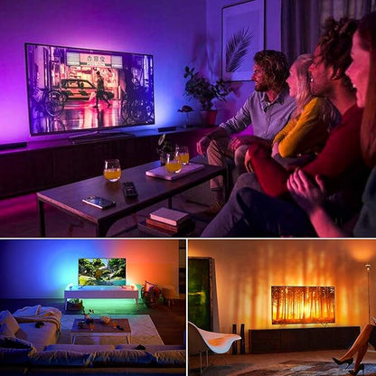 BASON LIGHTING LED TV Backlight,Bason Strip Lights with Remote for 75-82in TV, 4096 DIY Color Changing Lights, SMD 5050 LEDs TV Bias Lighting with Power Supply, Upgraded, Ultra-Long, for TV.