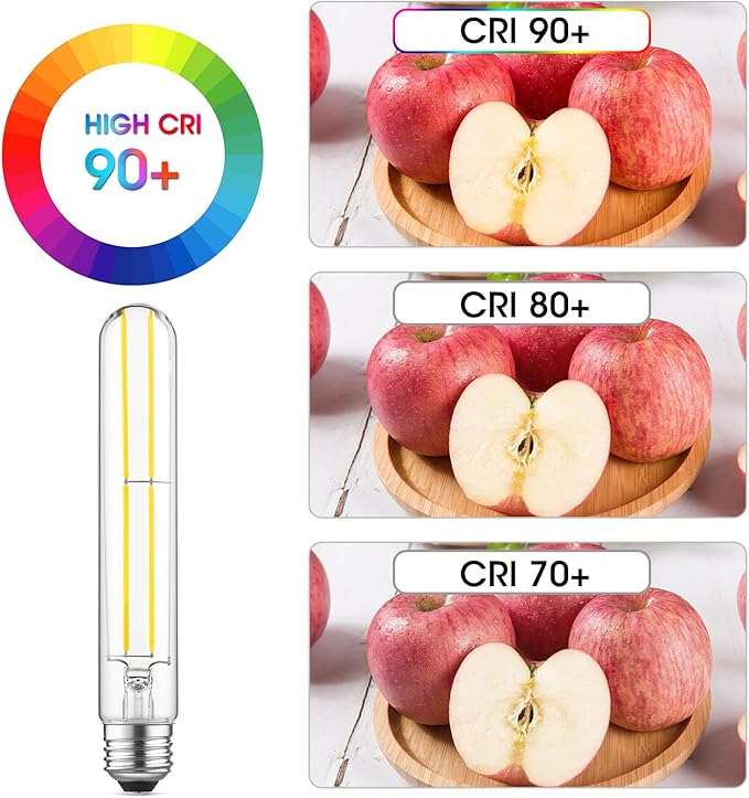 Gozelux 7.3 Inch Long Tubular Vintage LED Edison Bulbs, 6W, Equivalent 60W, High Brightness Daylight 5000K, T10 LED Filament Bulbs with 90+ CRI, E26 Medium Base, Dimmable, Clear Glass, Pack of 6