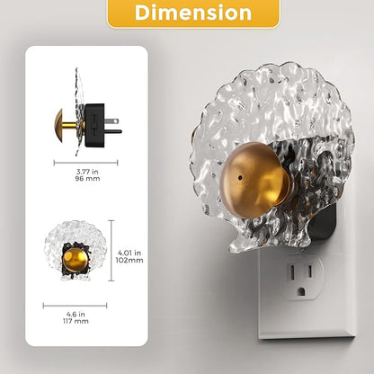 L LOHAS LED Shell Night Light, 2 Pack, Night Lights Plug into Wall, Dimmable Nightlights Plug in with Light Sensor, 0-100LM, 3000K Soft White, LED Nightlights for Hallway Bedroom Stairway