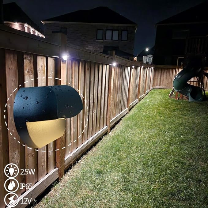 Arrownine Low Voltage Landscape Lighting Cast Aluminum 2.5W Deck Light,Deck Railing Lights Outdoor Patio Step Light,Post Fence Lighting Warm White Water Resistant IP65,Black Finish 3-Pack
