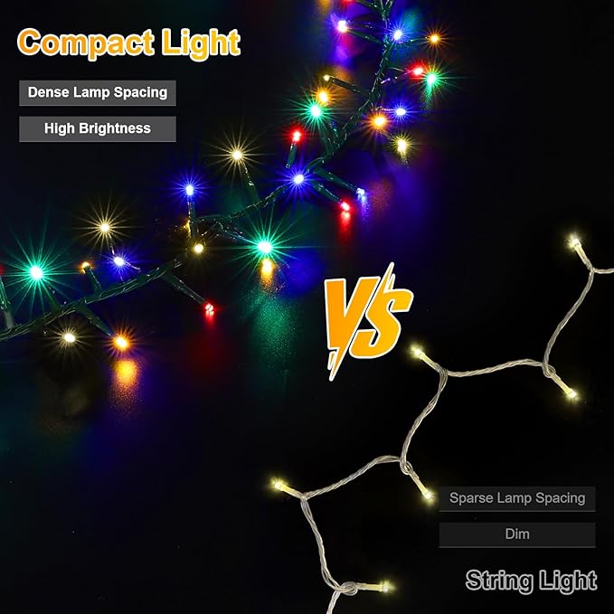 LAMPHOME Color Changing String Lights, 500 LED Warm White & Multicolor Christmas Lights Plug in, 10 Modes Timer LED Fairy Lights, Waterproof Christmas Lights Outdoor for Xmas Tree Party Bedroom Decor