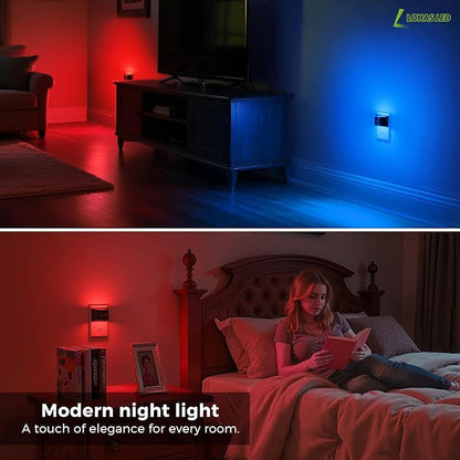 L LOHAS LED Night Light with Motion Sensor & Dusk to Dawn Sensor, Night Lights Plug into Wall with 30-100lm Adjustable Brightness, Dimmable Night Light for Bathroom Hallway, Red, 2 Pack