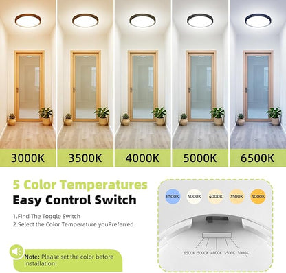 hepside 6PACK Flush Mount LED Ceiling Light Fixture 5CCT 7Inch 15W & 100W Equivalent Closet Light Fixture,Small Round Slim Surface Ceiling Lamp for Hallway,Bathroom,Bedroom,Kitchen,Interior