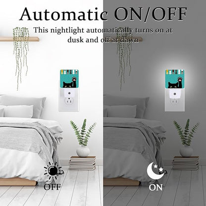 Funny Black Cat Night Light, Plug-into Wall Cat Paw Nightlight Lamp with Dusk to Dawn Sensor, Led Lamp 0.5W Energy Efficient for Boys Girls Adults Home Decor