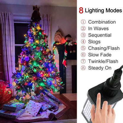 Christmas String Lights - 320 LEDs 35m/115ft Memory Function 8 Modes End-to-End Plug in Outdoor Waterproof Decorative Fairy Twinkle Indoor Xmas Tree Lights String for Home/Patio/New Year - Colorful