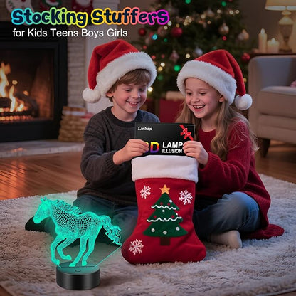 Linkax Horse Gifts for Girls, 3D Illusion Night Light Room Decor 16 Colors Change, Stocking Stuffers for Teen Girls Boys, Christmas Birthday Gifts for 6 7 8 9 10 11 12 Year Old Girl
