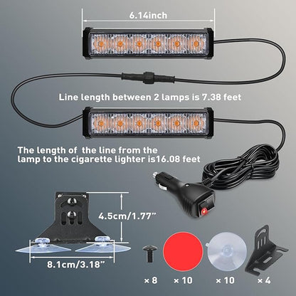 Nilight 12LED Emergency Strobe Traffic Advisor Light Bar 2 in 1 Amber Dash Warning Safety Flashing Lights Front/Rear Windshield Construction Lights for Trucks Cars Plow Police Firefighter Vehicles