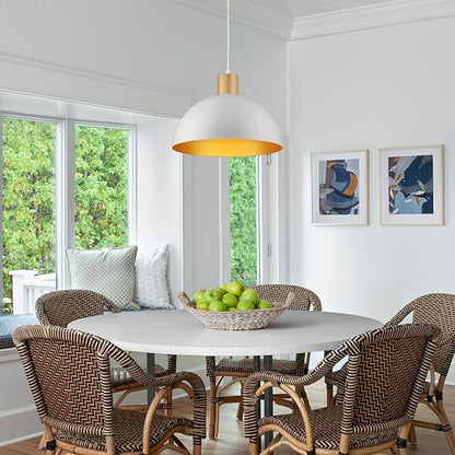 2 Pack Large White Pendant Light, 16 Inch Wood Dome Pendant Lights Fixtures Adjustable Modern Ceiling Hanging Lighting, for Kitchen Island Dining Room Farmhouse Restaurant