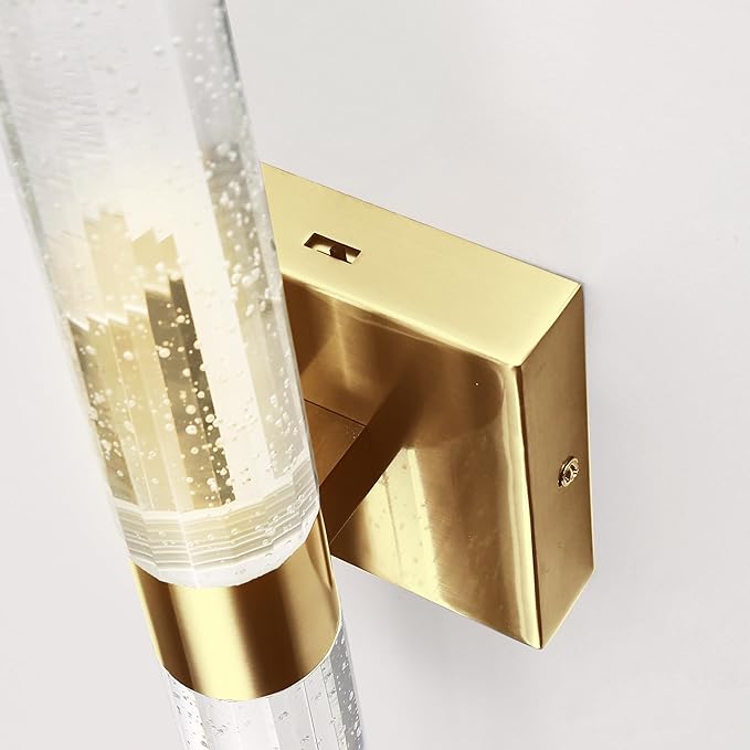 DORESshop Modern Wall Sconces Set of Two, 3CCT Crystal Bathroom Sconces Wall Light, Gold Vanity Light Fixture, Sconce Wall Decor Set of 2, Wall Lights for Bedroom, Living Room, Hallway 18in