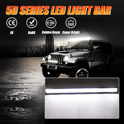 Auxbeam 42" LED Light Bar 240W Spot Flood Combo Off Road Lights Driving Lights LED Work Lights 5D Lens with Wiring Harness for Car SUV UTV ATV Pickup Truck