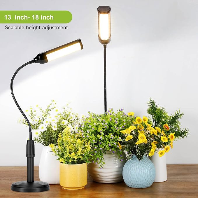 Grow Lights for Indoor Plants Desk LED Grow Light with Base Full Spectrum 50 LEDs Warm White for Indoor Plant Growing Lamp, Adjustable Gooseneck, Suitable Plants Growth (Without USB Plug)