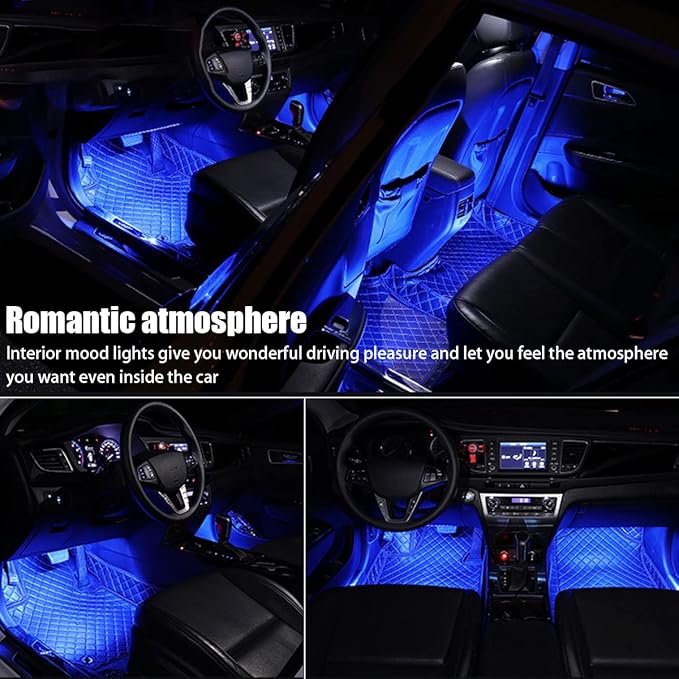 Car LED Atmosphere Lights, Auto Interior Decorative Lamp with Cigarette Adapter Plug, Under Dash Ambient Night Light 12V Car Charger, Vehicle Accessories for Truck, SUV, Sedan (Blue)