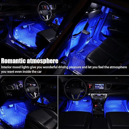 Car LED Atmosphere Lights, Auto Interior Decorative Lamp with Cigarette Adapter Plug, Under Dash Ambient Night Light 12V Car Charger, Vehicle Accessories for Truck, SUV, Sedan (Blue)