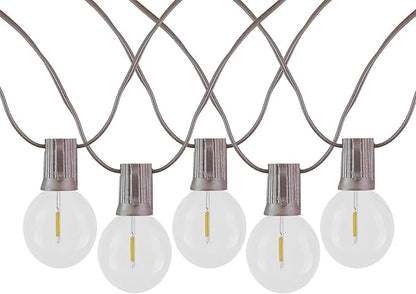 Novelty Lights 25 Feet G50 LED Patio String Light Set with 25 Bulbs, Warm White, Weather Resistant and Shatterproof Replaceable Plastic Globe Bulbs, Brown Wire