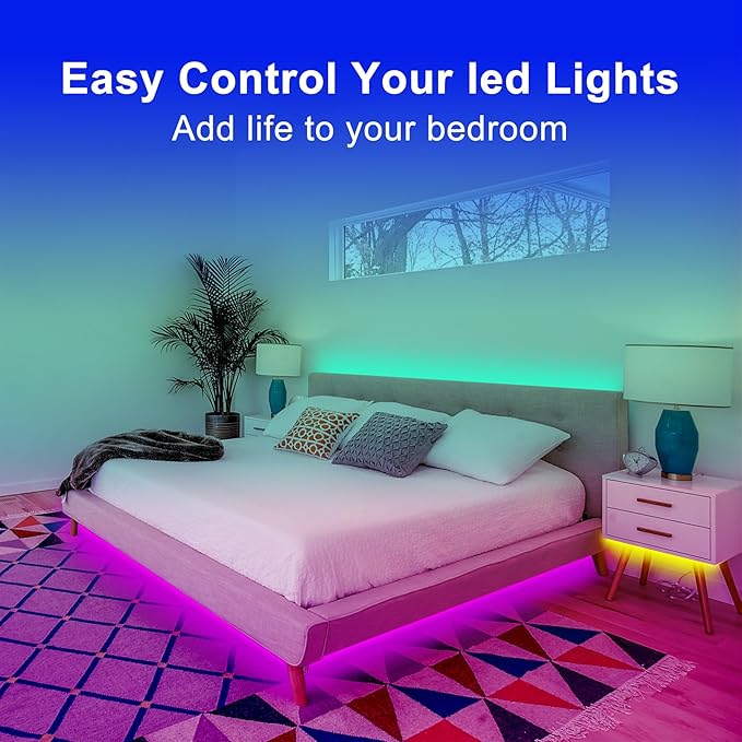 Pandery RGB COB LED Strip Light,DC24V 576leds/m Music Synchronized Color Change APP and Bluetooth Remote Control 9.84FT/3M,Indoor RGB COB Strip Light for Bedroom,Game Room,Bar,Party