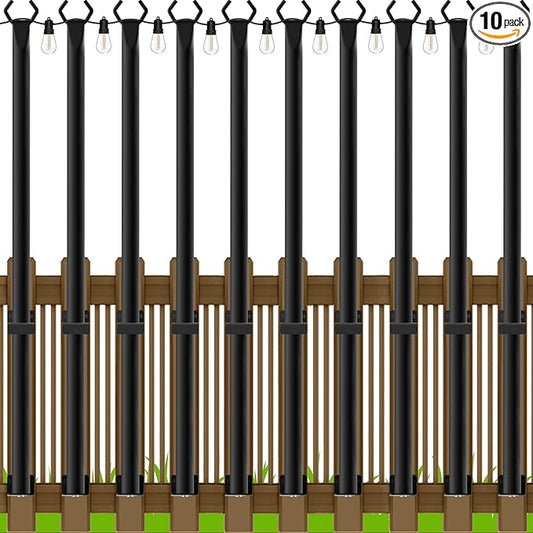 LETIANPAI 10 Pack String Light Poles,5 Ft Metal Poles for Outdoor String Lights,Outdoor Light Poles,Poles/Post/Stand for Outside