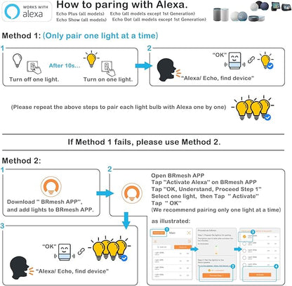 UCB Alexa Light Bulb 1300LM, 12W Smart Light Bulbs Warm White to Daylight Tunable, A19 E26 Bluetooth LED Bulbs for Bedroom Kitchen Living Room Office（12 Pack）
