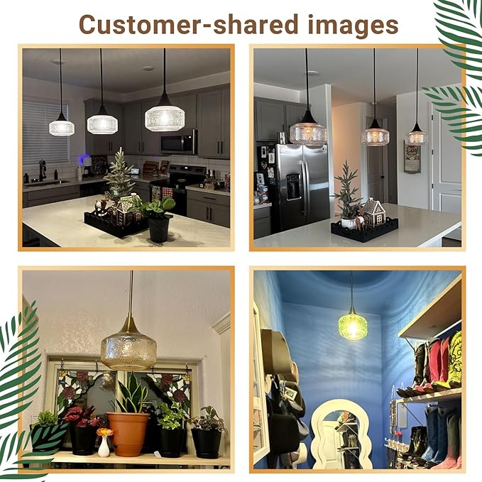 Vintage Gold Pendant Light with Clear Glass, Adjustable Pendant Lighting for Kitchen Island Brushed Pendant Lights Convertible Ceiling Mount Or Hanging Fixture for Hallway Bathroom,Brown Bronze