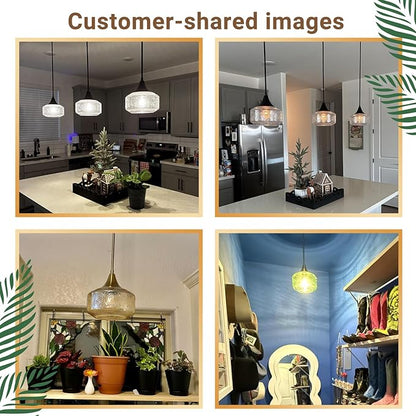 Vintage Gold Pendant Light with Clear Glass, Adjustable Pendant Lighting for Kitchen Island Brushed Pendant Lights Convertible Ceiling Mount Or Hanging Fixture for Hallway Bathroom,Brown Bronze