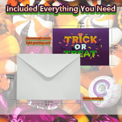 Halloween card，with light and music, 3D pop-up for blowing stove, music playing 'happy halloween' - Blessings, for Kids, Friend, Halloween cardirlfriend, Husband, Him, Women impresses (Purple)