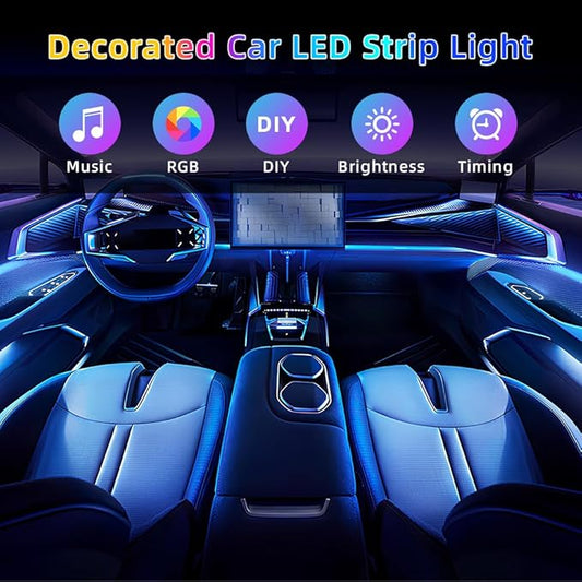 Acrylic Interior Car LED Strip Light, Dreamcolor 18-in-1 RGB Ambient Lighting with APP, 16 Million Colors 175in 600LED Music Sync Lights for Night Driving, Home, Camping & Gift Decor