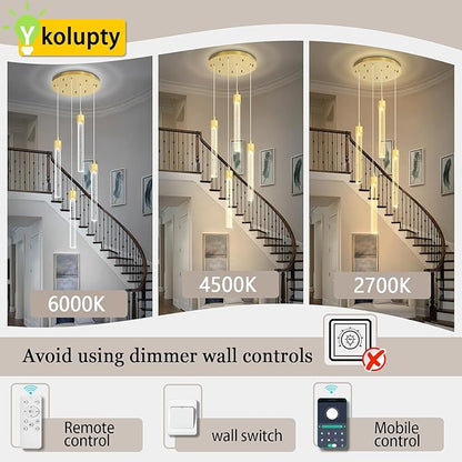 ykolupty 4-Light Pendant Lights Kitchen Island Mini Chandelier,Modern Gold Pendant Light with Remote Control,Teardrop Hanging Light Fixture for Dining Room Hallway
